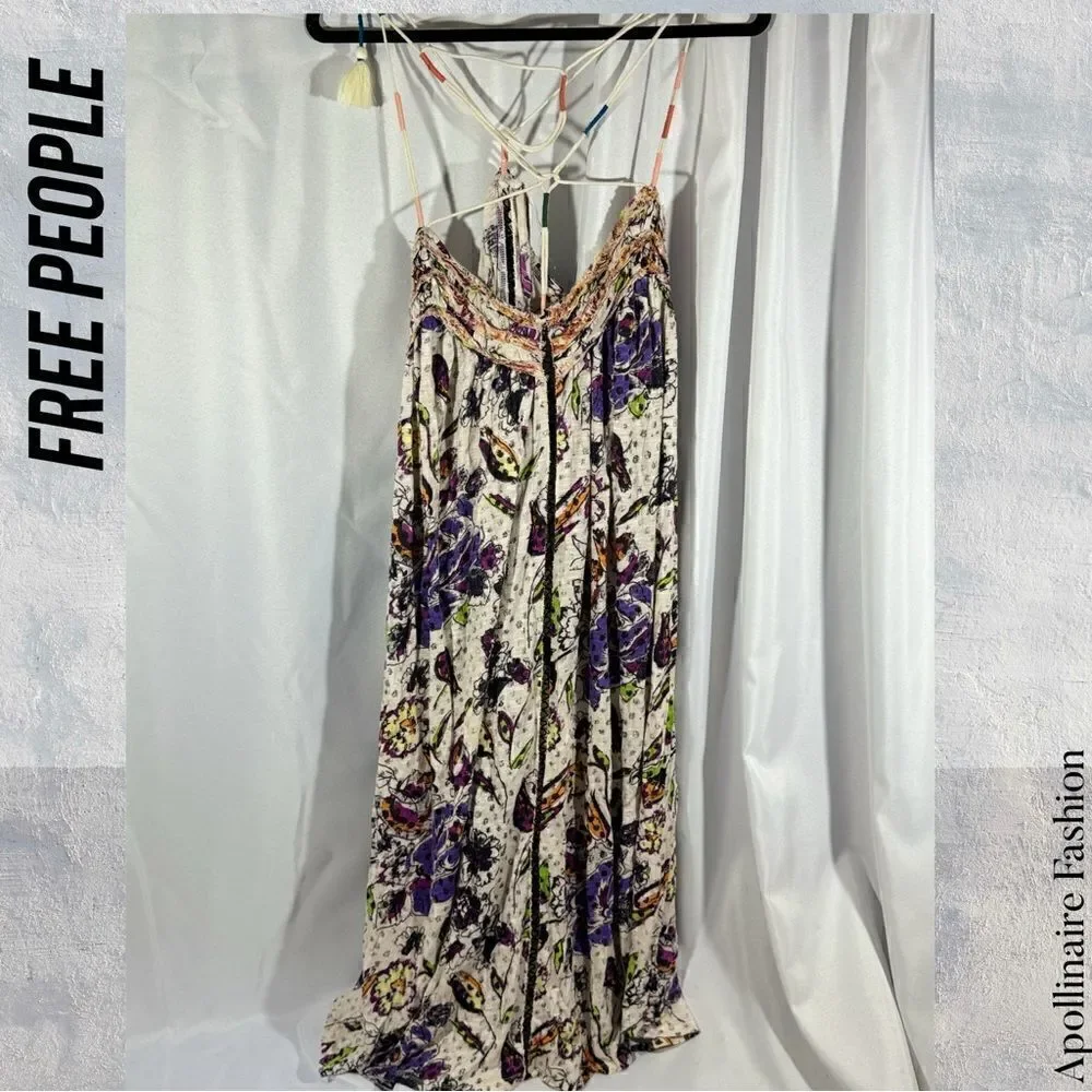 FREE PEOPLE FLORAL GARDEN MIDI DRESS IN IVORY COMBO IN SP NWOT